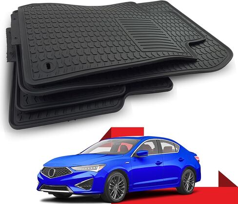 مناسب خصيصًا لـ 2013-2022 Acura ILX Premium سجادات وبطانات أرضية مطاطية مناسبة لجميع الأحوال الجوية في الأمام والصف الثاني مجموعة شديدة التحمل (أسود) in Kuwait