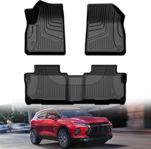 سجادات أرضية متوافقة مع 2019 2020 2021 2022 2023 2024 سجادات أرضية السيارات شيفروليه بليزر TPE لحماية جميع الأحوال الجوية من تشيفي بليزر تتضمن بطانة الصف الأمامي والخلفي باللون الأسود in Kuwait