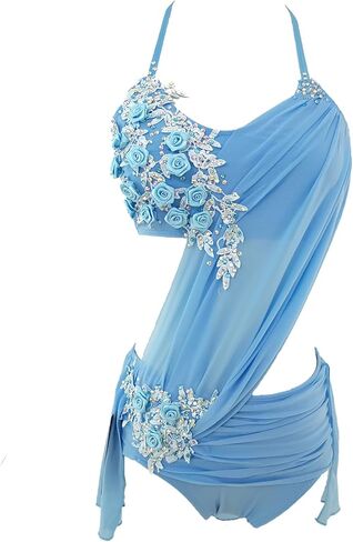 Blue Lyrical Dance Costume Elegant and Comfortable for Performance Women's Dancewear Apparel in Kuwait