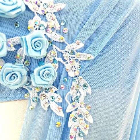 Blue Lyrical Dance Costume Elegant and Comfortable for Performance Women's Dancewear Apparel in Kuwait