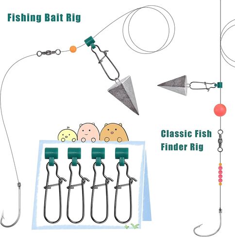 Fishing Line Sinker Slides with Duo Lock Snaps, 25PCS Heavy Duty Saltwater Sinker Weights Connector Hooked Snap Kit Catfish Fishing Gears for Braid Line in Saudi Arabia