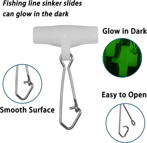 Fishing Line Sinker Slides with Duo Lock Snaps, 25PCS Heavy Duty Saltwater Sinker Weights Connector Hooked Snap Kit Catfish Fishing Gears for Braid Line in Saudi Arabia