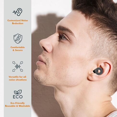 SLEEKUP Ear Plugs for Sleeping Noise Cancelling - Misophonia Ear Plugs - Ear Plugs for Focus, Concerts, Sleep - High Fidelity Hearing Protection for Noise Reduction - Noise Sensitivity - 10dB-28dB in Saudi Arabia