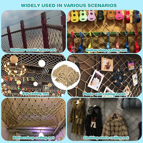 Hemp Rope Net, Child Safety Rope Netting, Balcony Stairs Fence Garden Playground Protection Net Indoor & Outdoor Decor Rope Net-3㎡（3.3FT*9.9FT） in Saudi Arabia