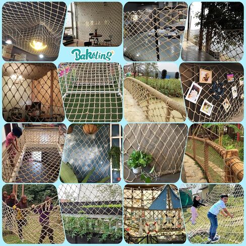 Hemp Rope Net, Child Safety Rope Netting, Balcony Stairs Fence Garden Playground Protection Net Indoor & Outdoor Decor Rope Net-3㎡（3.3FT*9.9FT） in Saudi Arabia