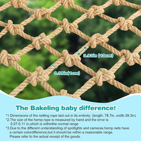 Hemp Rope Net, Child Safety Rope Netting, Balcony Stairs Fence Garden Playground Protection Net Indoor & Outdoor Decor Rope Net-3㎡（3.3FT*9.9FT） in Saudi Arabia