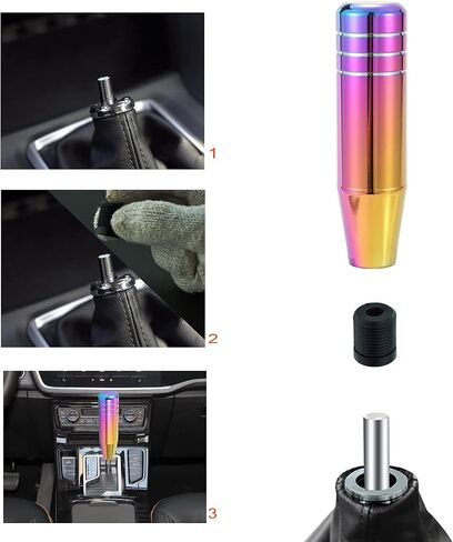 Lunsom 5" Aluminum Gear Lever Shifter Knob Long Alloy Shift Stick Handle Car Automatic Shifting Head Fit Most Manual Transmission Vehicles (Red) in Saudi Arabia