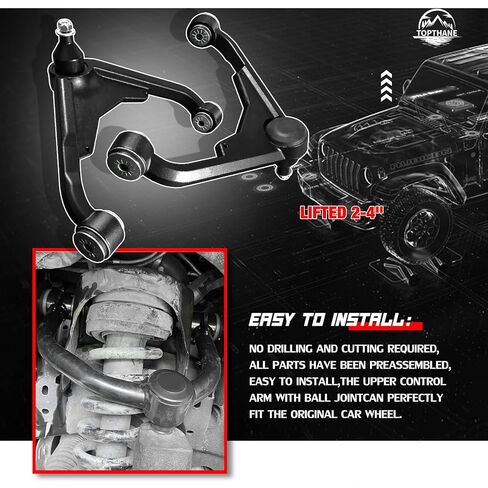 أذرع التحكم العلوية الأمامية لـ 2000-2010 Chevy Silverado GMC Sierra 2500HD 3500HD 4WD، 2003-2009 Hum-mer H2، ذراع التحكم عالي التحمل 3 بوصات يحل محل ذراع التعليق OEM in Kuwait