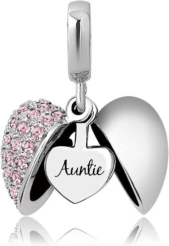 Auntie Aunt Love Openable Heart Birthstone Dangle Charms Compatible with Pandora Bracelet Necklace Birthday Jewelry Gifts for Women in Saudi Arabia