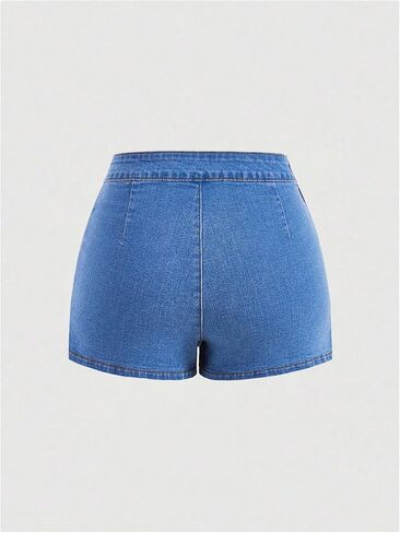 MakeMeChic Women's Denim Skorts Ruffle Layer A Line Wrap Jean Skirt Shorts in Saudi Arabia