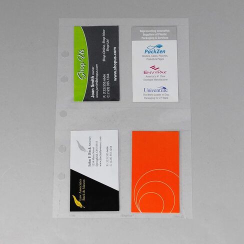 Mini Binder Business Card Page - Four Standard Sized Business Card (2 x 3.5) Pockets Per Page - Pack of 20 Pages in Saudi Arabia