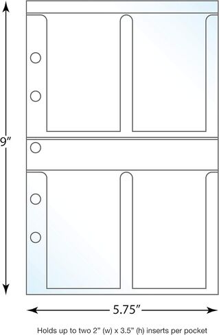Mini Binder Business Card Page - Four Standard Sized Business Card (2 x 3.5) Pockets Per Page - Pack of 20 Pages in Saudi Arabia