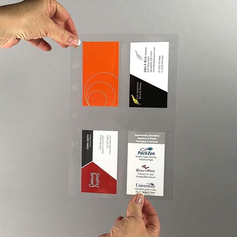Mini Binder Business Card Page - Four Standard Sized Business Card (2 x 3.5) Pockets Per Page - Pack of 20 Pages in Saudi Arabia