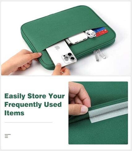 حافظة حمل للكمبيوتر اللوحي مقاس 9-11 بوصة لجهاز iPad 10.2 9/8/7th Gen، iPad Pro 11 M4 M2 2024-2018، iPad Air 11" 2024، iPad Air 5/4 10.9، iPad 10th Gen 10.9، Galaxy Tab A9+/S9 FE/A8، أخضر داكن in Kuwait
