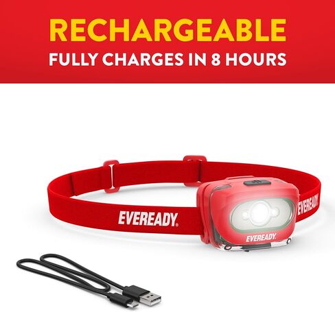 مصابيح أمامية Eveready X200 LED قابلة لإعادة الشحن (عبوة من قطعتين)، مصابيح أمامية فائقة السطوع مقاومة للماء IPX4 للجري والتخييم والطوارئ وفي الهواء الطلق (يتضمن كابل USB) in Kuwait