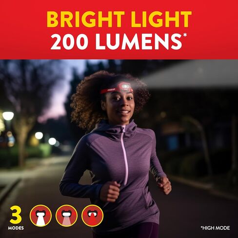 مصابيح أمامية Eveready X200 LED قابلة لإعادة الشحن (عبوة من قطعتين)، مصابيح أمامية فائقة السطوع مقاومة للماء IPX4 للجري والتخييم والطوارئ وفي الهواء الطلق (يتضمن كابل USB) in Kuwait