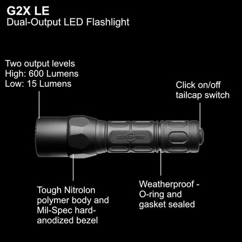 SureFire G2X LE Compact LED Flashlight 600 Lumen Tactical Light, Black Bundle with a Lightjunction Battery Box in Saudi Arabia
