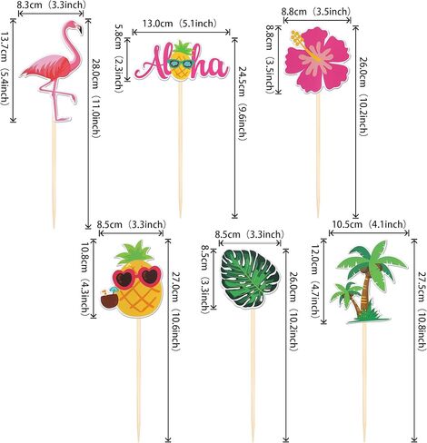 18 PCS Tropical Aloha Luau Centerpiece Sticks Palm Tree Turtle Leaves Flamingo Pineapple Table Flower Centerpieces for Summer Hawaiian Tropical Luau Theme Birthday Party Decorations Supplies in Kuwait