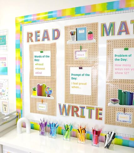 Carson Dellosa Creatively Inspired 36 Feet of Watercolor Rainbow Bulletin Board Borders, Straight Rainbow Classroom Borders for Bulletin Board, Rainbow Border for Colorful Classroom Décor in Saudi Arabia