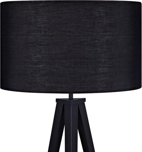 Versanora Romanza مصباح أرضي LED ثلاثي القوائم حديث طويل القامة مع ظل طبلة أرجل معدنية لغرفة المعيشة والقراءة وغرفة النوم والمكتب المنزلي، ارتفاع 60 بوصة، أسود غير لامع in Kuwait