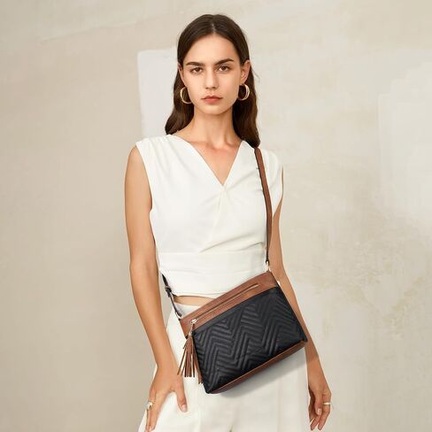BOSTANTEN Crossbody Bags for Women Quilted Purses Medium Shoulder Handbags with Tassel in Saudi Arabia