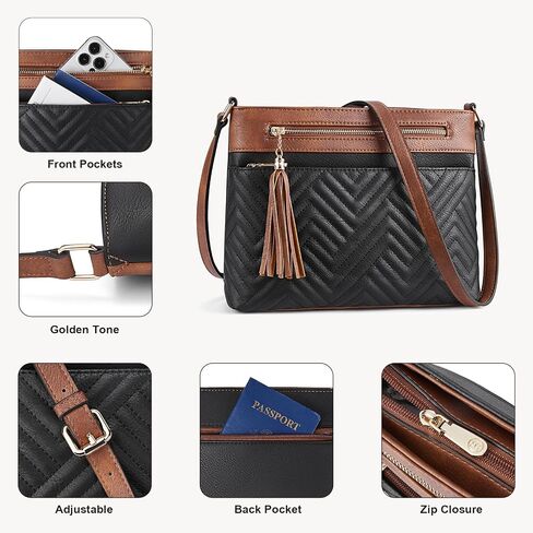 BOSTANTEN Crossbody Bags for Women Quilted Purses Medium Shoulder Handbags with Tassel in Saudi Arabia
