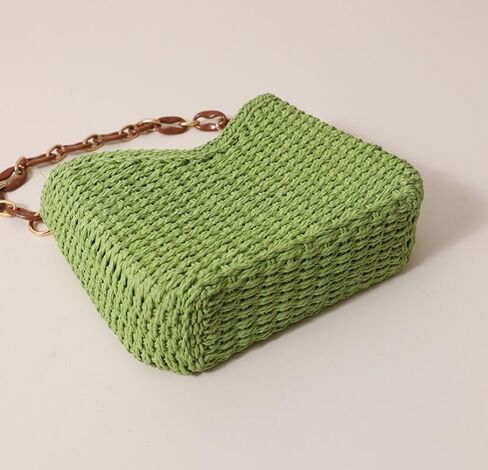 EROUGE 2024 Straw Handbag Summer Beach Crossbody Bag for Women Woven Shoulder Purse with Chain in Saudi Arabia