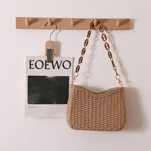 EROUGE 2024 Straw Handbag Summer Beach Crossbody Bag for Women Woven Shoulder Purse with Chain in Saudi Arabia