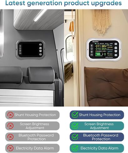 شاشة ذكية للبطارية مع تحويلة، بطارية لاسلكية 400 أمبير 0 فولت - 120 فولت مع شاشة طاقة شمسية للوحة الطاقة الشمسية لعربة الجولف للدراجات النارية RV، الفولتميتر للطاقة بنسبة مئوية من السعة in Kuwait