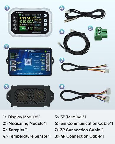 شاشة ذكية للبطارية مع تحويلة، بطارية لاسلكية 400 أمبير 0 فولت - 120 فولت مع شاشة طاقة شمسية للوحة الطاقة الشمسية لعربة الجولف للدراجات النارية RV، الفولتميتر للطاقة بنسبة مئوية من السعة in Kuwait
