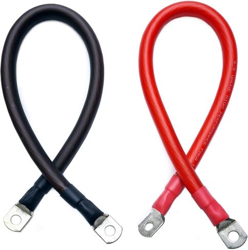 4/0 AWG Gauge Red + Black High Performance Battery Inverter Cables Solar, RV, Car, Boat, Bot Side 3/8 inch Lug, Made in The USA (1 FEET) in Saudi Arabia