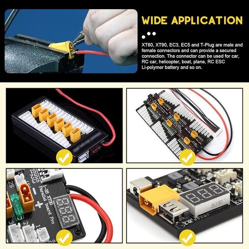 104 Pcs XT60 / XT90 /EC3 / EC5/T-Plug Deans/3.5mm Banana Plug Male Female Adapter Connectors with Heat Shrink Tube and Silicone Wire for RC Battery Charger ESC Motor Accessories in Saudi Arabia