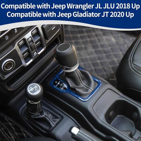 RT-TCZ for Wrangler JL Blue Gear Shift Trim Cover Frame for Jeep Wrangler JL JLU Gladiator JT 2018-2024 Blue Interior Accessories in Saudi Arabia