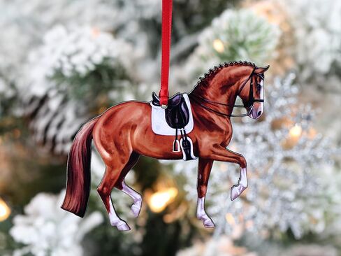 Dressage Horse Christmas Ornaments, Horse Gifts for Women, Horse Ornament Decor (Black) in Saudi Arabia