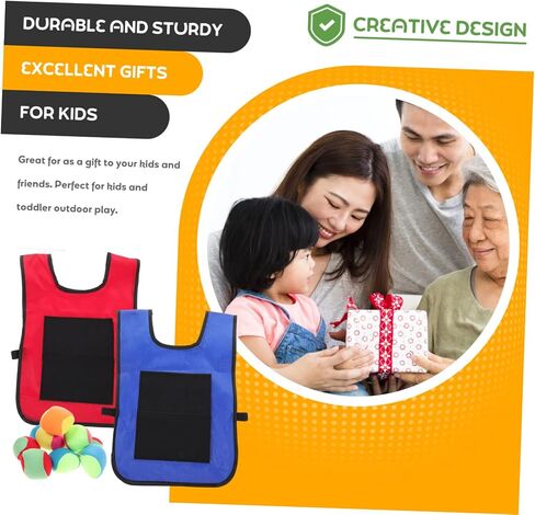 SAFIGLE Kids Gift 12pcs Kickball Bases Throwing Game Sticky Vest Sticky Vest for Stick Ball Catch Game Children Tag Foam Ball Dodgeballs Ball Game Toss Kids Suit Parent-Child Boy Props in Kuwait