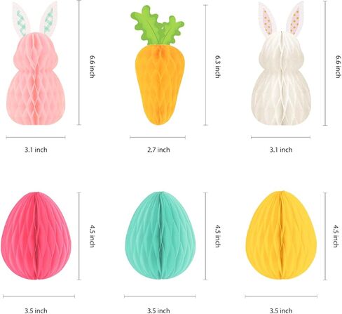 NICROHOME 6 قطع زينة شجرة عيد الفصح، ورق معلق على شكل قرص العسل وبيض الأرانب للمنزل في الهواء الطلق وساحة الفصل الدراسي ونافذة ديكور حفلات عيد الفصح in Kuwait