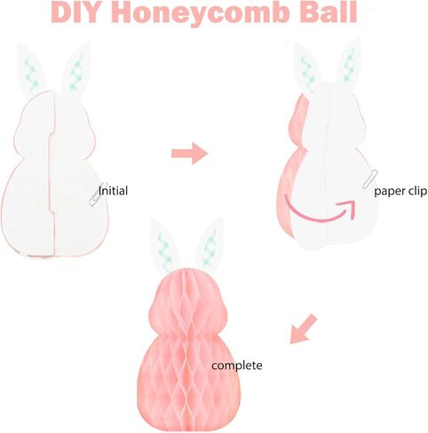 NICROHOME 6 قطع زينة شجرة عيد الفصح، ورق معلق على شكل قرص العسل وبيض الأرانب للمنزل في الهواء الطلق وساحة الفصل الدراسي ونافذة ديكور حفلات عيد الفصح in Kuwait