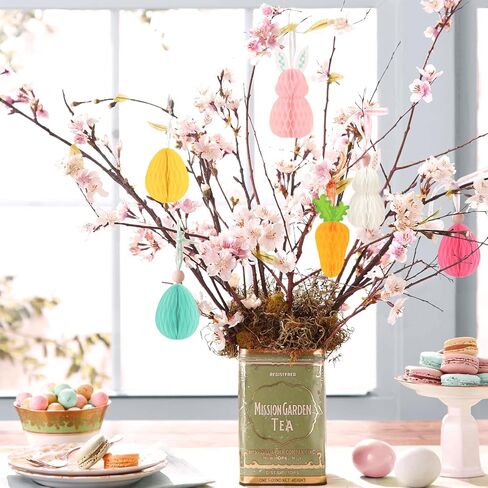 NICROHOME 6 قطع زينة شجرة عيد الفصح، ورق معلق على شكل قرص العسل وبيض الأرانب للمنزل في الهواء الطلق وساحة الفصل الدراسي ونافذة ديكور حفلات عيد الفصح in Kuwait