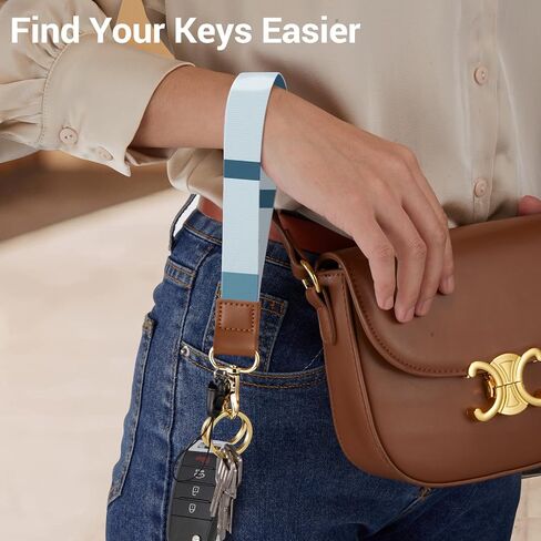 Plifal Lanyards for Keys Wristlet Keychain Wrist Lanyard Wallet for Women Geometry Stripe Wristlet Strap for Car Keys Blue Cute Short Small Wrist Key Holder Key Chain Strap in Saudi Arabia