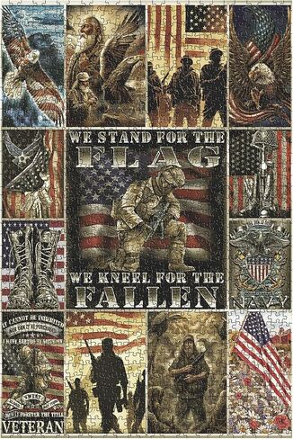 American Flag Eagle Soldiers Puzzles for Adults, Vintage United States Freedom Eagle Military Jigsaw Puzzles 1000 Pieces, Patriotic Solidiers Puzzles as Home Decoration in Saudi Arabia