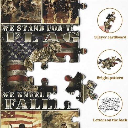 American Flag Eagle Soldiers Puzzles for Adults, Vintage United States Freedom Eagle Military Jigsaw Puzzles 1000 Pieces, Patriotic Solidiers Puzzles as Home Decoration in Saudi Arabia