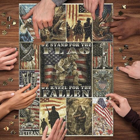 American Flag Eagle Soldiers Puzzles for Adults, Vintage United States Freedom Eagle Military Jigsaw Puzzles 1000 Pieces, Patriotic Solidiers Puzzles as Home Decoration in Saudi Arabia