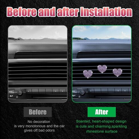 3 PCS Bling Car Air Vent Clips, Crystal Heart Shaped Auto Air Conditioning Outlet Clip, Rhinestone Air Freshener for Women Girls, Sparkly Vehicle Interior Decor Accessories(Blue) in Kuwait