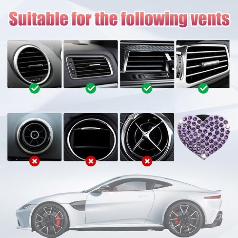 3 PCS Bling Car Air Vent Clips, Crystal Heart Shaped Auto Air Conditioning Outlet Clip, Rhinestone Air Freshener for Women Girls, Sparkly Vehicle Interior Decor Accessories(Blue) in Kuwait