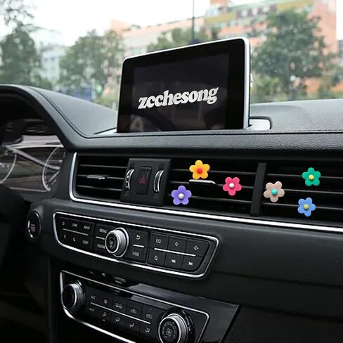 6 Pieces Car Decoration Flower Cute Car Vent Clips, Air Conditioning Outlet Clip, Dashboard Decorations, Car Accessories for Women Interior Decor (Daisy flower) in Saudi Arabia