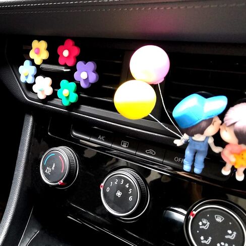 6 Pieces Car Decoration Flower Cute Car Vent Clips, Air Conditioning Outlet Clip, Dashboard Decorations, Car Accessories for Women Interior Decor (Daisy flower) in Saudi Arabia