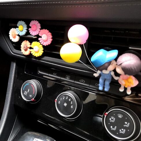 6 Pieces Car Decoration Flower Cute Car Vent Clips, Air Conditioning Outlet Clip, Dashboard Decorations, Car Accessories for Women Interior Decor (Daisy flower) in Saudi Arabia