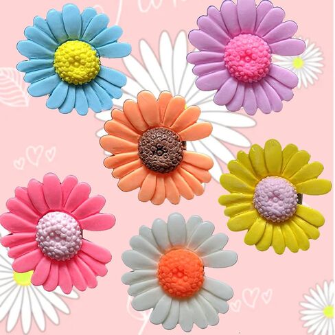 6 Pieces Car Decoration Flower Cute Car Vent Clips, Air Conditioning Outlet Clip, Dashboard Decorations, Car Accessories for Women Interior Decor (Daisy flower) in Saudi Arabia