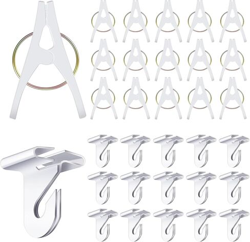 30 Pcs Drop Ceiling Hook and Hanger Clips Multi Purpose Ceiling Clips for Hanging White Heavy Duty Ceiling Hangers Plastic Clip for Home Office Hanging Plants and Decorations in Saudi Arabia