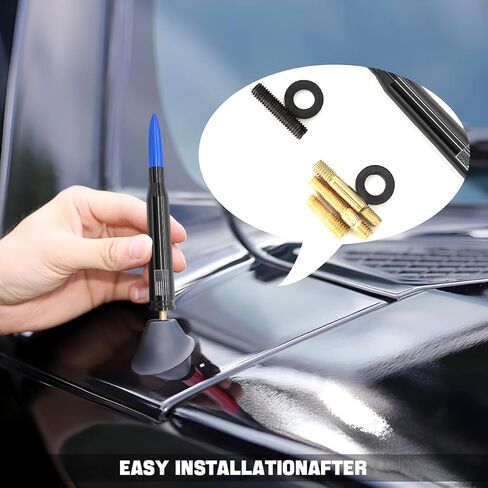 هوائي سيارة بعلم أمريكي، هوائي قصير لراديو AM/FM مقاس 5.5 بوصة مع محول 9 براغي وحلقتين مطاطيتين، هوائي ألومنيوم عالمي، ملحقات بديلة تلقائية لشاحنة الالتقاط SUV (أسود) in Kuwait